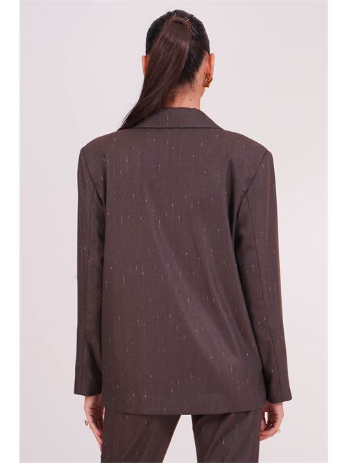 Giacca doppio petto gessata Luckylu Milano | GI80GEBROWN